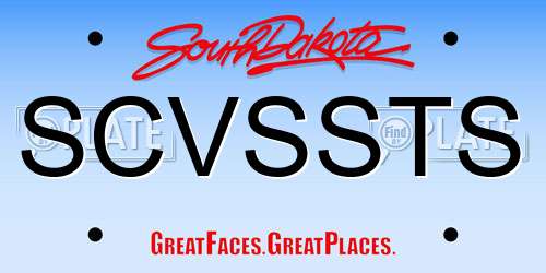 SCVSSTS South Dakota License Plate