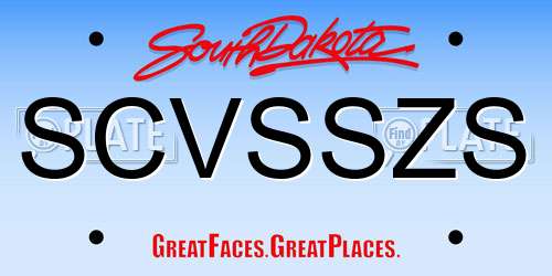 SCVSSZS South Dakota License Plate