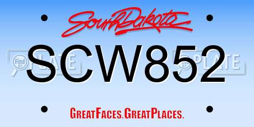 SCW852 South Dakota License Plate