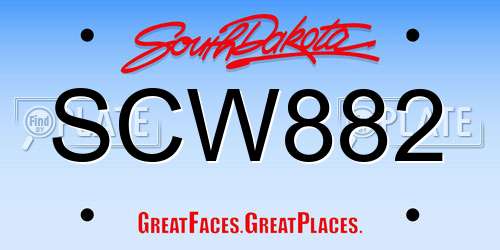 SCW882 South Dakota License Plate