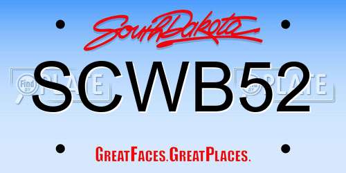 SCWB52 South Dakota License Plate