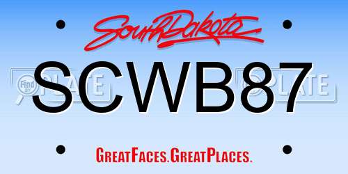 SCWB87 South Dakota License Plate