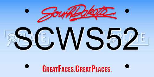 SCWS52 South Dakota License Plate