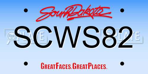 SCWS82 South Dakota License Plate