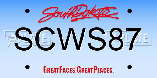 SCWS87 South Dakota License Plate