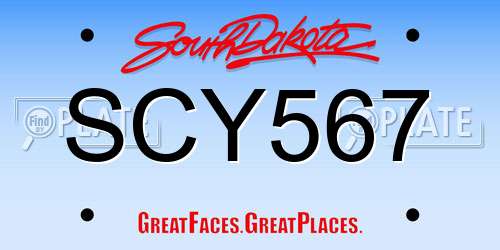 SCY567 South Dakota License Plate
