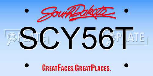 SCY56T South Dakota License Plate