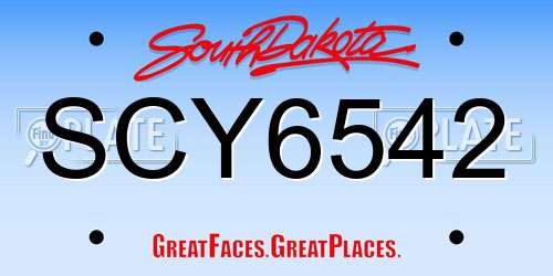SCY6542 South Dakota License Plate