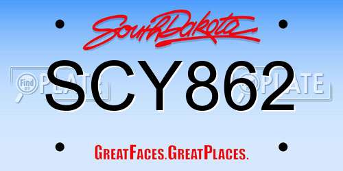 SCY862 South Dakota License Plate