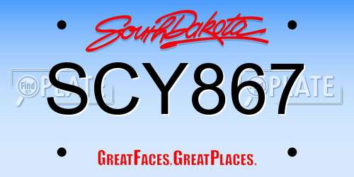 SCY867 South Dakota License Plate