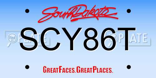SCY86T South Dakota License Plate