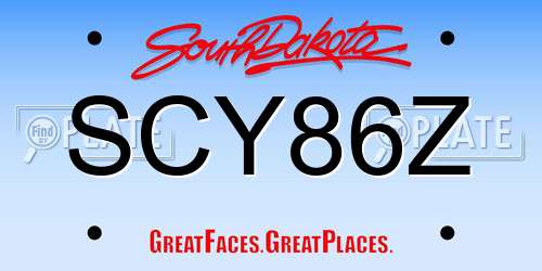 SCY86Z South Dakota License Plate