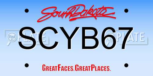 SCYB67 South Dakota License Plate