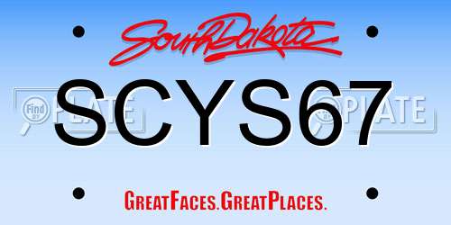 SCYS67 South Dakota License Plate