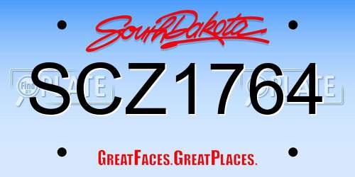 SCZ1764 South Dakota License Plate