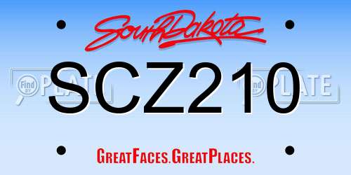 SCZ210 South Dakota License Plate