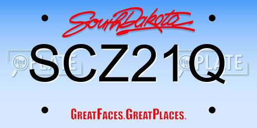 SCZ21Q South Dakota License Plate