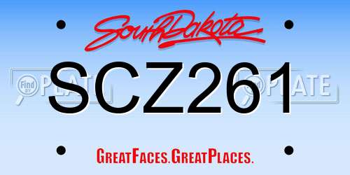 SCZ261 South Dakota License Plate