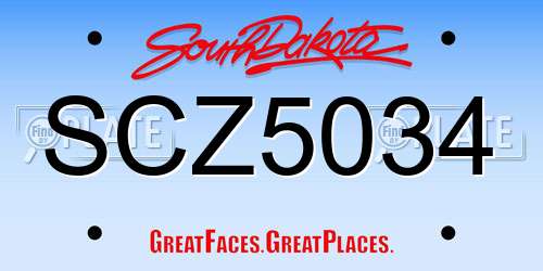 SCZ5034 South Dakota License Plate