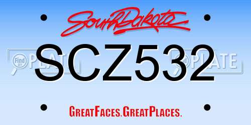SCZ532 South Dakota License Plate