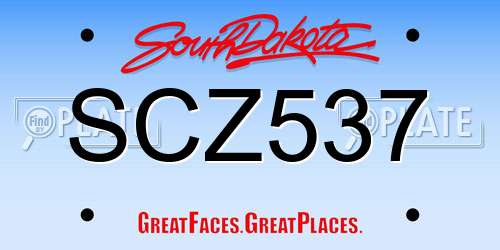 SCZ537 South Dakota License Plate