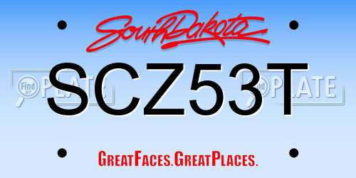 SCZ53T South Dakota License Plate