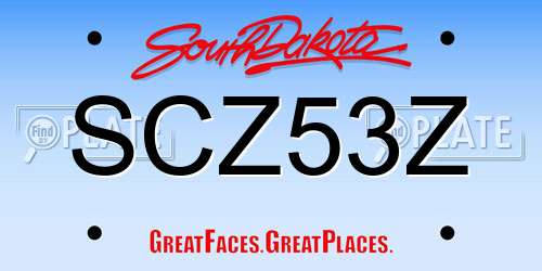 SCZ53Z South Dakota License Plate