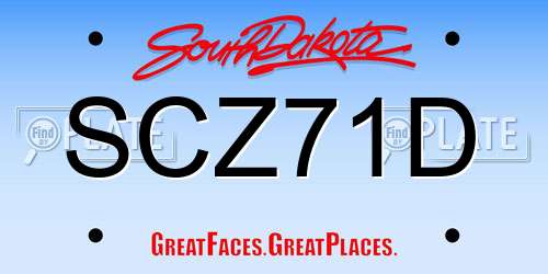 SCZ71D South Dakota License Plate
