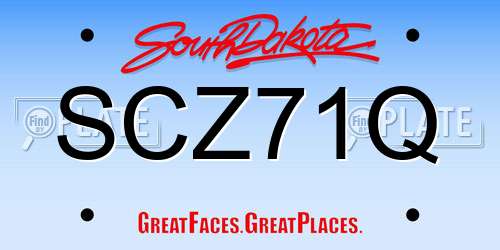 SCZ71Q South Dakota License Plate
