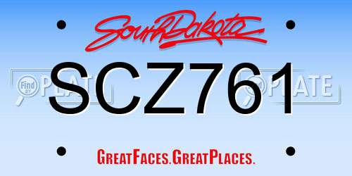 SCZ761 South Dakota License Plate