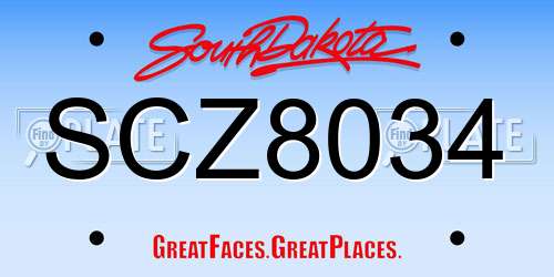 SCZ8034 South Dakota License Plate