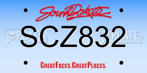 SCZ832 South Dakota License Plate