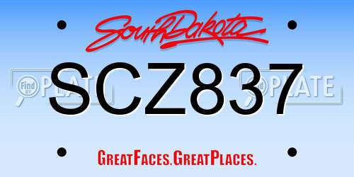 SCZ837 South Dakota License Plate