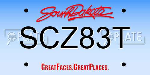 SCZ83T South Dakota License Plate