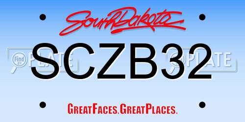 SCZB32 South Dakota License Plate
