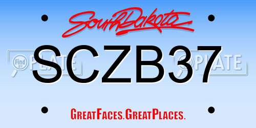 SCZB37 South Dakota License Plate