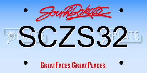 SCZS32 South Dakota License Plate