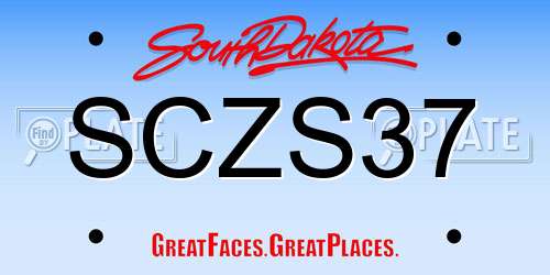 SCZS37 South Dakota License Plate