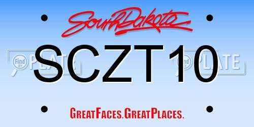 SCZT10 South Dakota License Plate