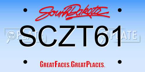 SCZT61 South Dakota License Plate