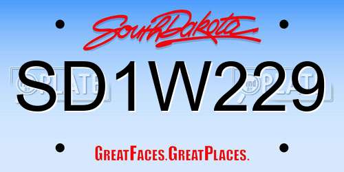 SD1W229 South Dakota License Plate