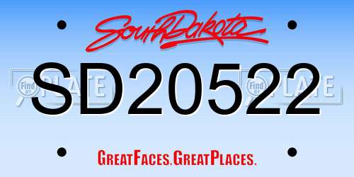 SD20522 South Dakota License Plate