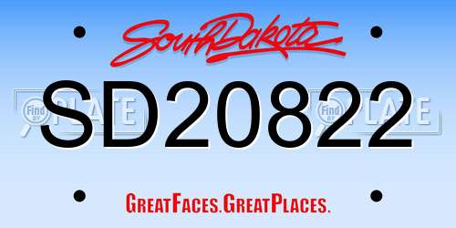 SD20822 South Dakota License Plate
