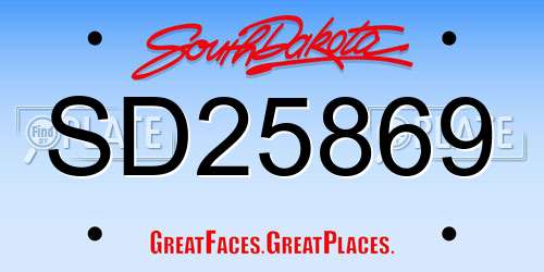 SD25869 South Dakota License Plate