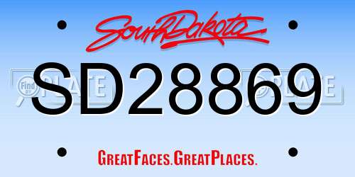 SD28869 South Dakota License Plate