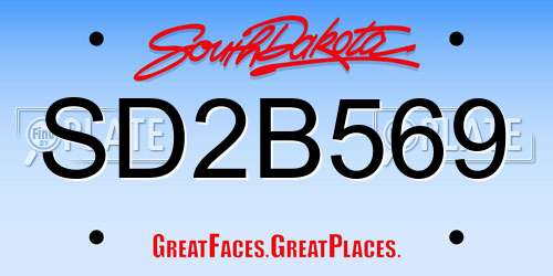 SD2B569 South Dakota License Plate