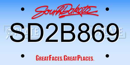 SD2B869 South Dakota License Plate