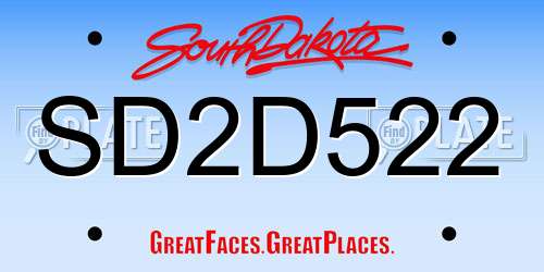 SD2D522 South Dakota License Plate