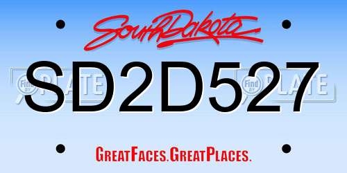 SD2D527 South Dakota License Plate