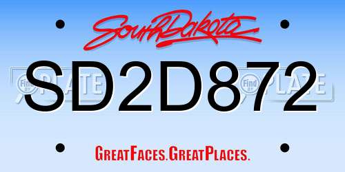 SD2D872 South Dakota License Plate